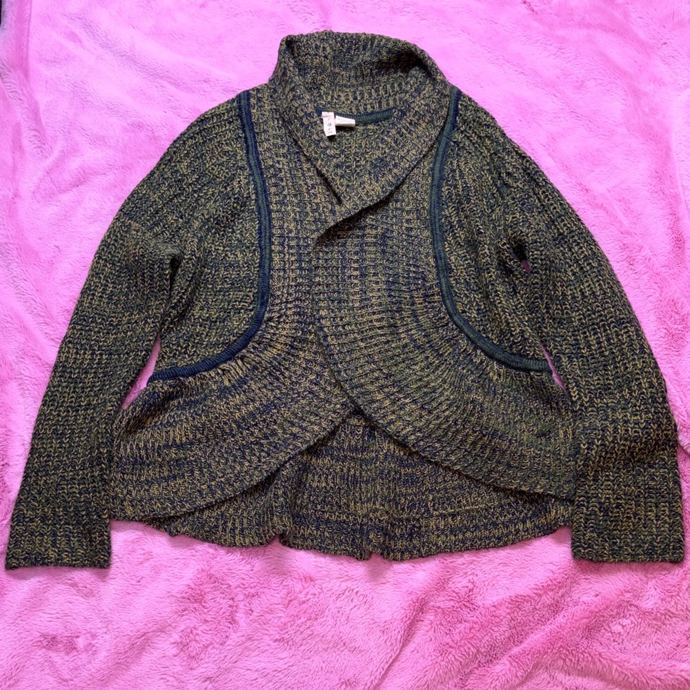 Tiara Women's Open Knit Cardigan Sweater in Blue, Green, and Gold